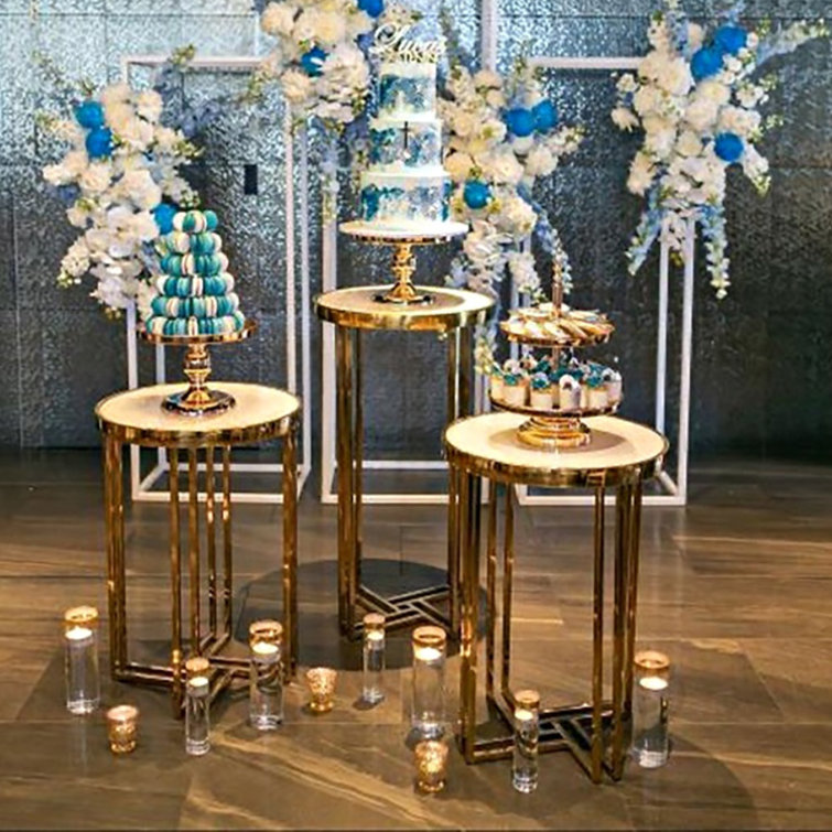 Le Prise™ Milne 3 Piece Metal Gold Round Pedestal Columns for Wedding